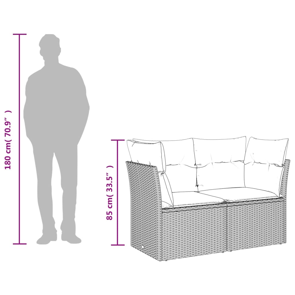 Set Divani da Giardino 7 pz con Cuscini Grigio in Polyrattan | homemem39