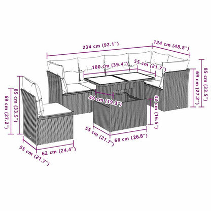 Set Divani da Giardino con Cuscini 7pz Nero Polyrattan | homemem39