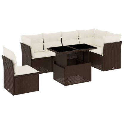 Set Divani da Giardino 7 pz con Cuscini Marrone in Polyrattan - homemem39