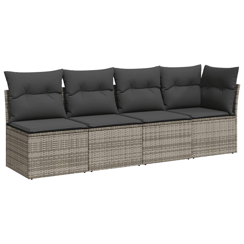 Set Divano da Giardino 9 pz con Cuscini Grigio in Polyrattan - homemem39