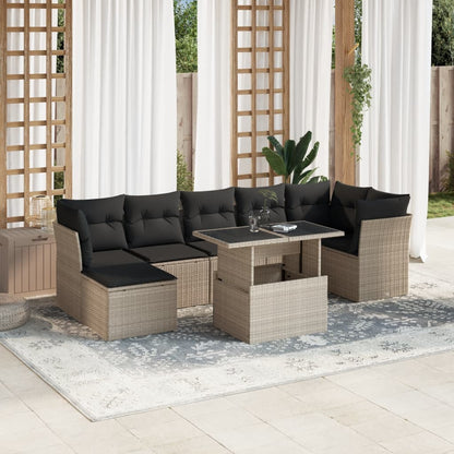 Set Divano da Giardino 8pz con Cuscini Grigio Chiaro Polyrattan - homemem39