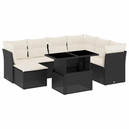 Set Divani da Giardino con Cuscini 8 pz Nero in Polyrattan