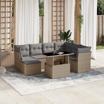 Set Divano da Giardino 8 pz con Cuscini Beige in Polyrattan | homemem39
