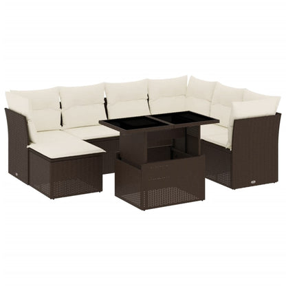 Set Divani da Giardino 8 pz con Cuscini Marrone in Polyrattan | homemem39