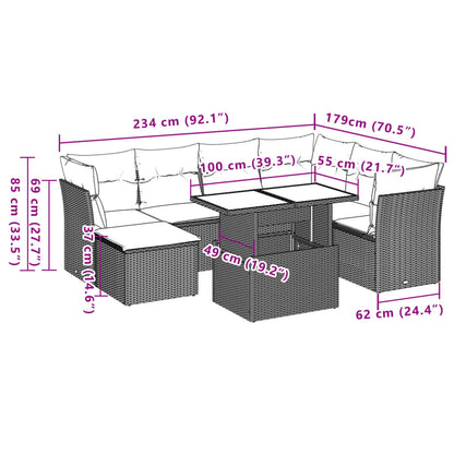 Set Divani da Giardino 8 pz con Cuscini Marrone in Polyrattan | homemem39