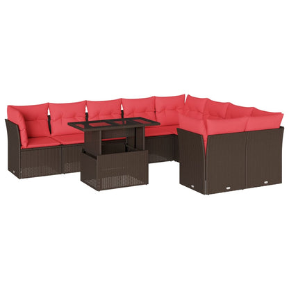 Set Divani da Giardino 10 pz con Cuscini in Polyrattan