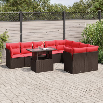 Set Divani da Giardino 10 pz con Cuscini in Polyrattan