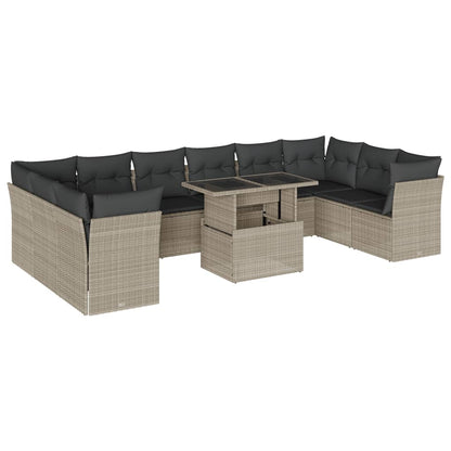 Set Divani da Giardino 11 pz con Cuscini in Polyrattan Grigio - homemem39