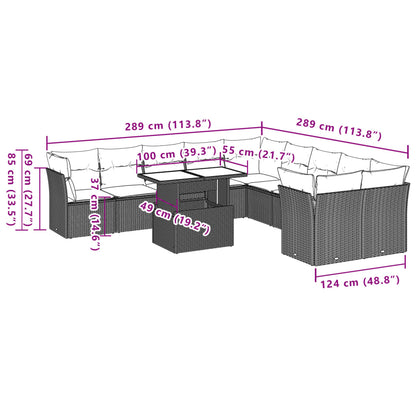 Set Divani da Giardino 11 pz con Cuscini Grigio in Polyrattan | homemem39