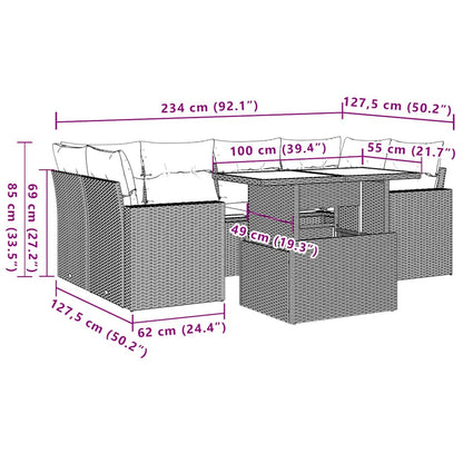 Set Divani da Giardino con Cuscini 7pz Nero Polyrattan | homemem39