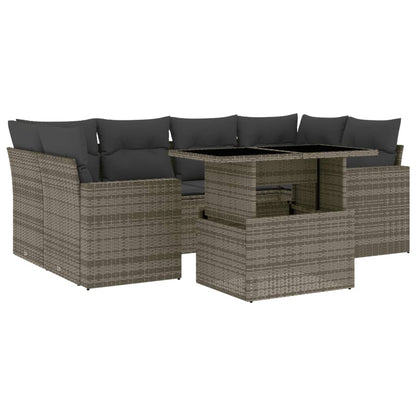 Set Divani da Giardino 7 pz con Cuscini Grigio in Polyrattan | homemem39