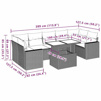 Set Divani da Giardino con Cuscini 8 pz Nero in Polyrattan | homemem39