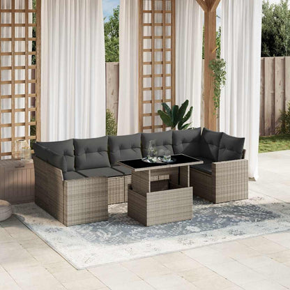 Set Divano da Giardino 8pz con Cuscini Grigio Chiaro Polyrattan | homemem39