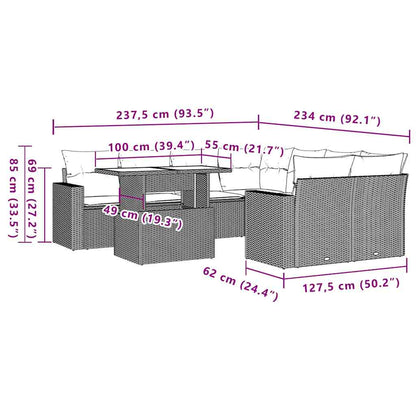 Set Divani da Giardino 9 pz con Cuscini Nero in Polyrattan | homemem39