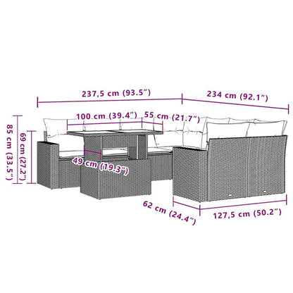 Set Divano da Giardino 9 pz con Cuscini Beige in Polyrattan - homemem39