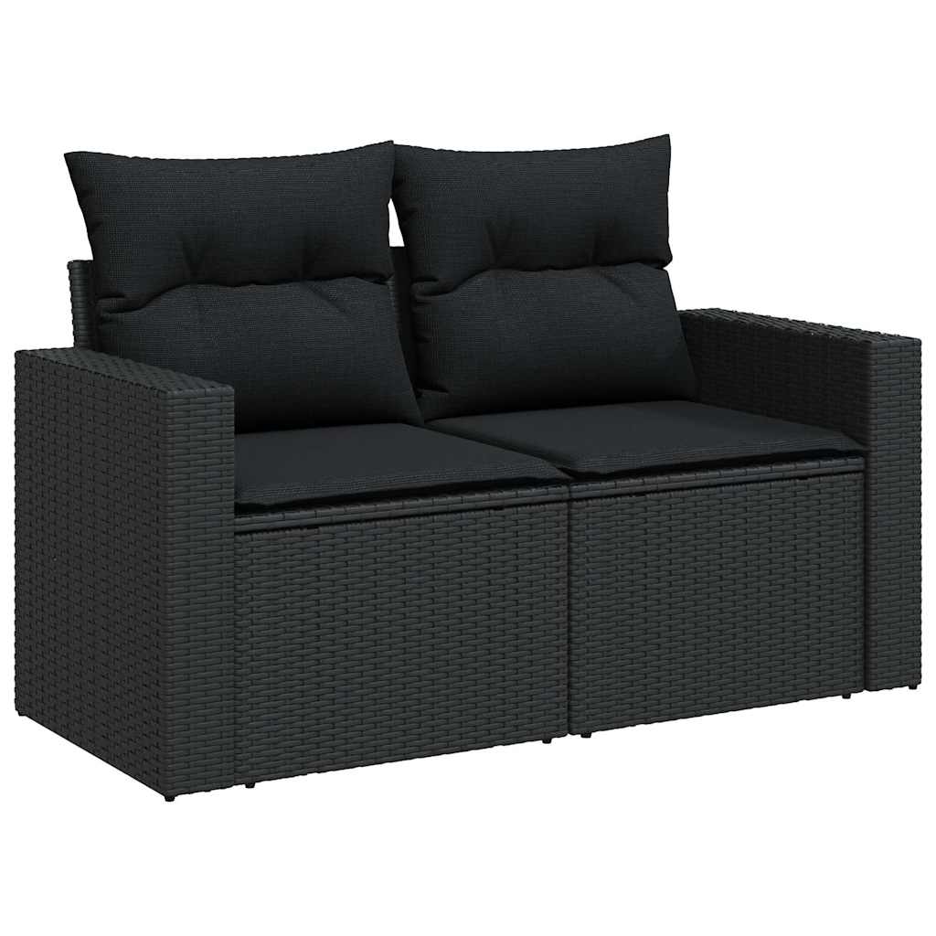 Set Divano da Giardino 6 pz con Cuscini Nero in Polyrattan | homemem39