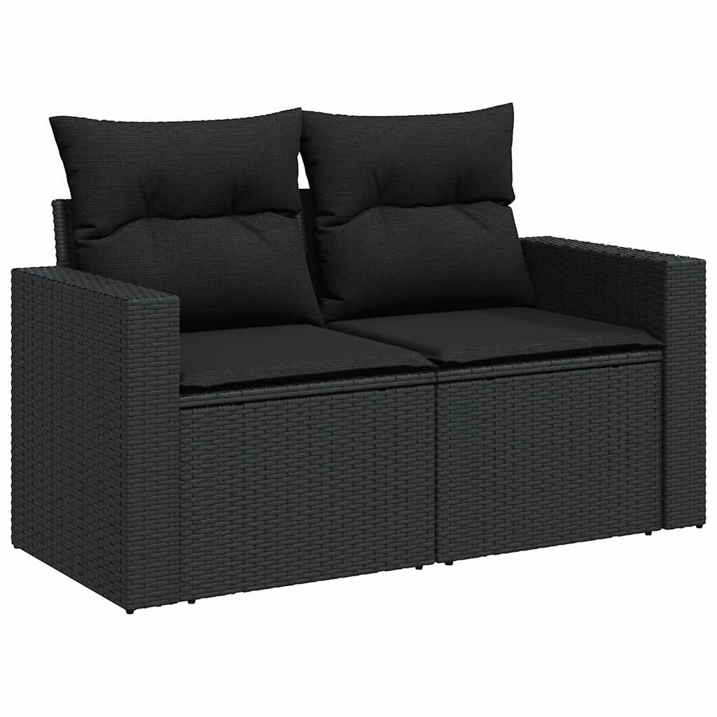 Set Divano da Giardino 6 pz con Cuscini Nero in Polyrattan - homemem39