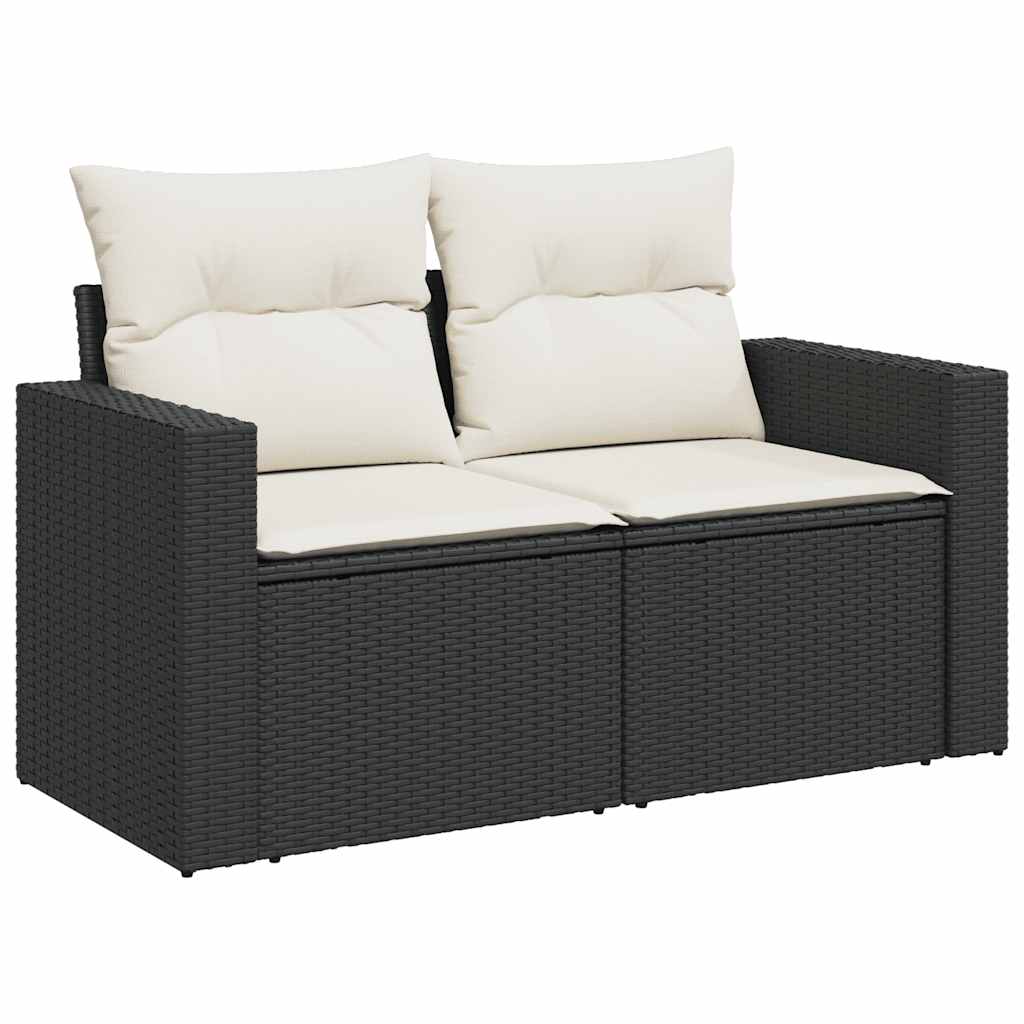 Set Divano da Giardino 6 pz con Cuscini Nero in Polyrattan | homemem39