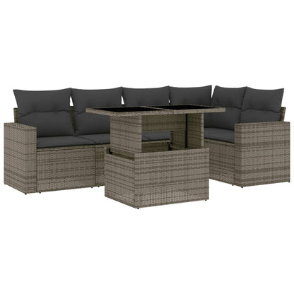 Set Divano da Giardino 6 pz con Cuscini Grigio in Polyrattan - homemem39