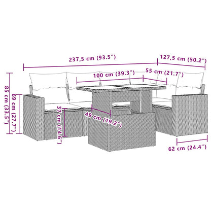 Set Divano da Giardino 6pz con Cuscini Grigio Chiaro Polyrattan - homemem39