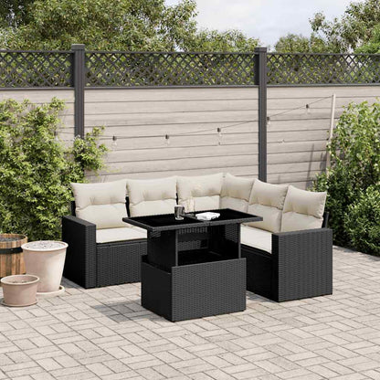 Set Divano da Giardino 6 pz con Cuscini Nero in Polyrattan - homemem39