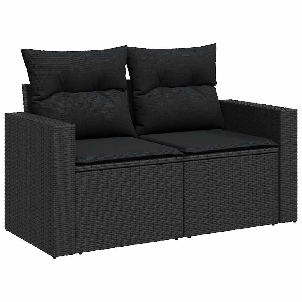 Set Divano da Giardino 6 pz con Cuscini Nero in Polyrattan | homemem39