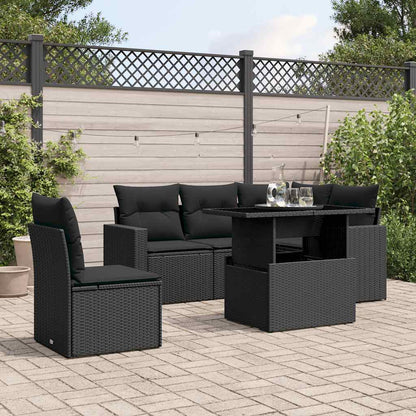 Set Divano da Giardino 6 pz con Cuscini Nero in Polyrattan - homemem39