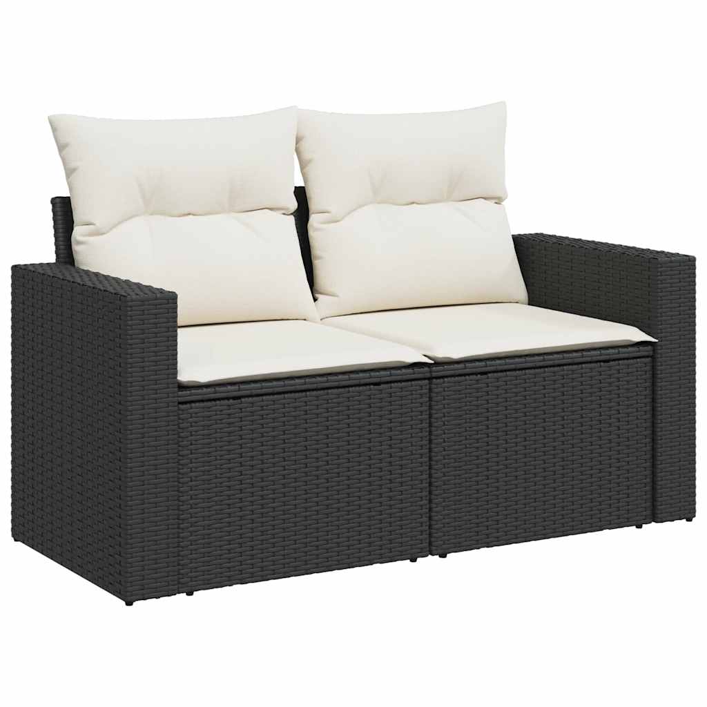 Set Divano da Giardino 6 pz con Cuscini Nero in Polyrattan | homemem39