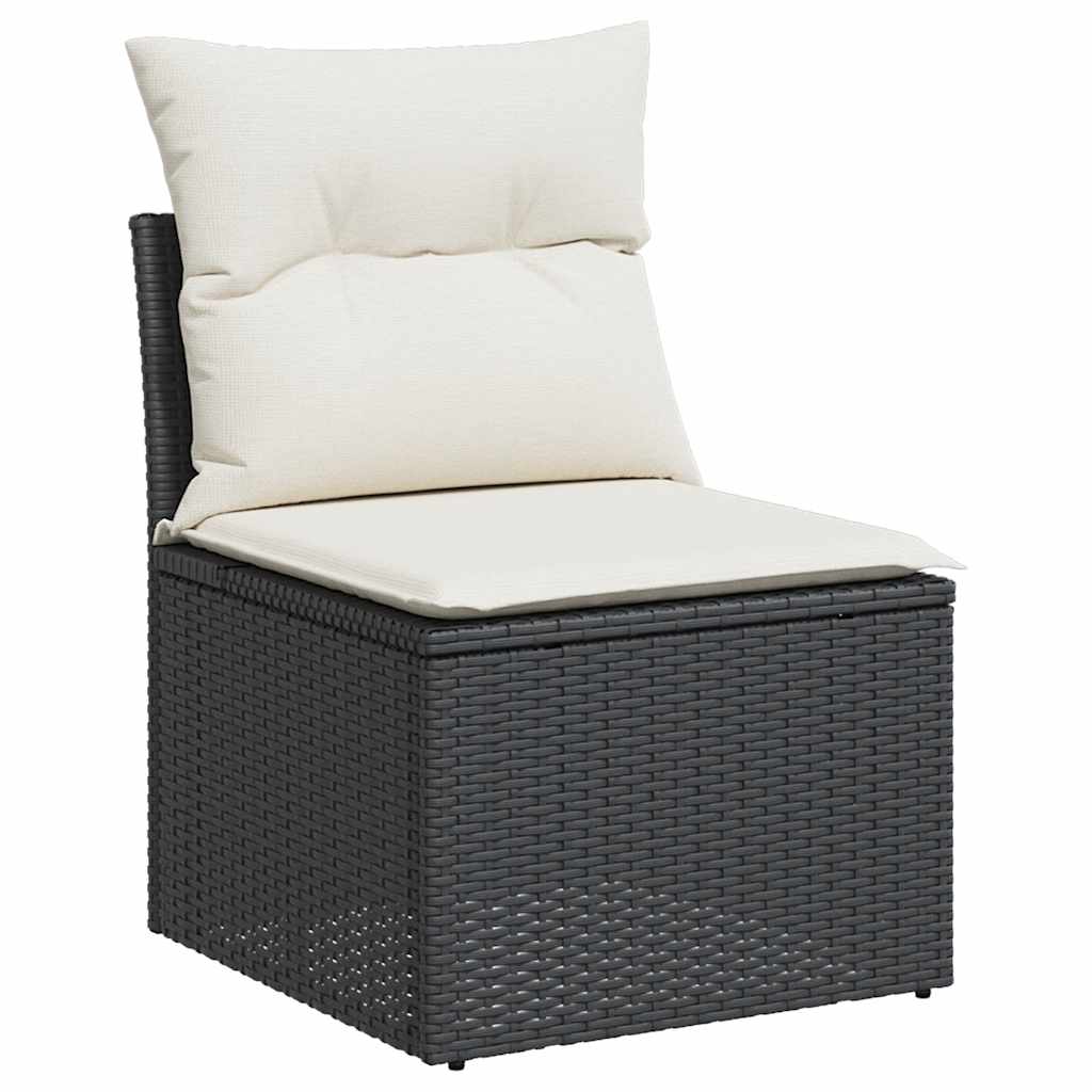 Set Divano da Giardino 6 pz con Cuscini Nero in Polyrattan | homemem39