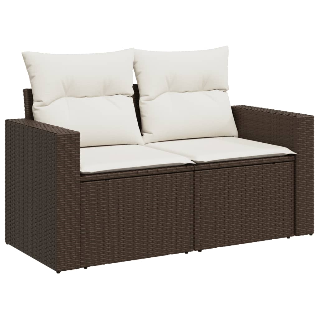 Set Divani da Giardino 7 pz con Cuscini Marrone in Polyrattan - homemem39