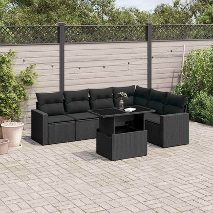 Set Divani da Giardino con Cuscini 7pz Nero Polyrattan - homemem39