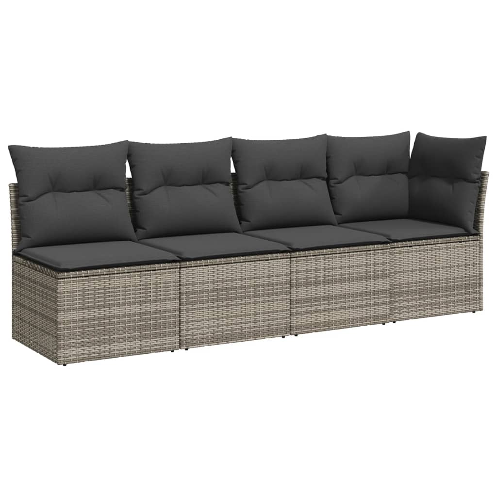 Set Divani da Giardino 7 pz con Cuscini Grigio in Polyrattan | homemem39