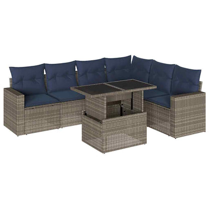 Set Divani da Giardino 7 pz con Cuscini Grigio in Polyrattan | homemem39