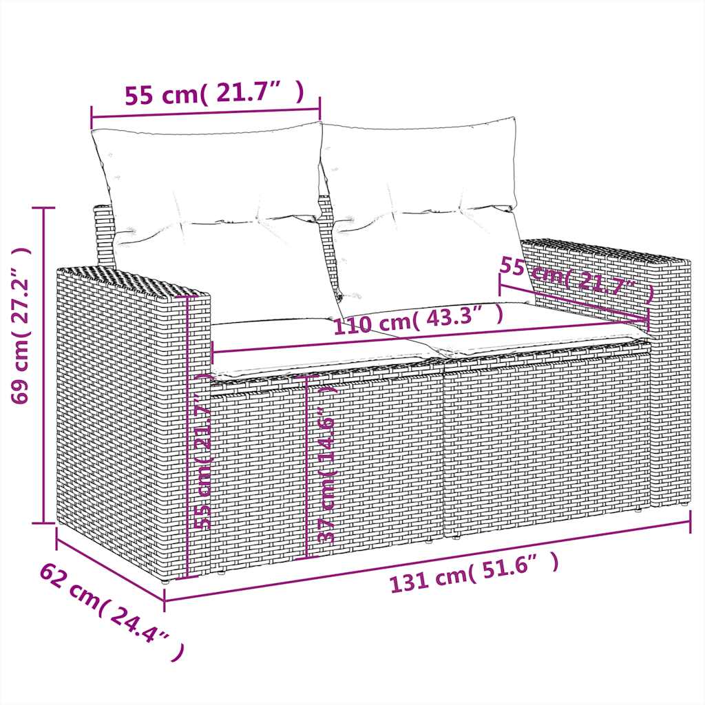Set Divani da Giardino 7pz con Cuscini Grigio Chiaro Polyrattan | homemem39