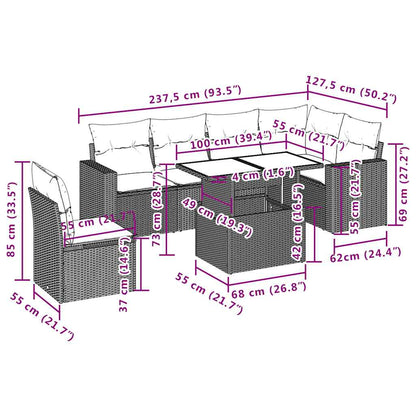 Set Divani da Giardino con Cuscini 7pz Nero Polyrattan | homemem39