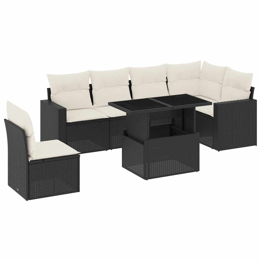 Set Divani da Giardino con Cuscini 7pz Nero Polyrattan - homemem39