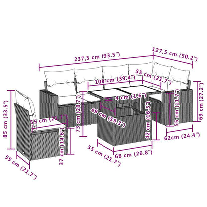 Set Divani da Giardino 7 pz con Cuscini Beige in Polyrattan - homemem39