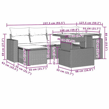 Set Divani da Giardino con Cuscini 7pz Nero Polyrattan | homemem39