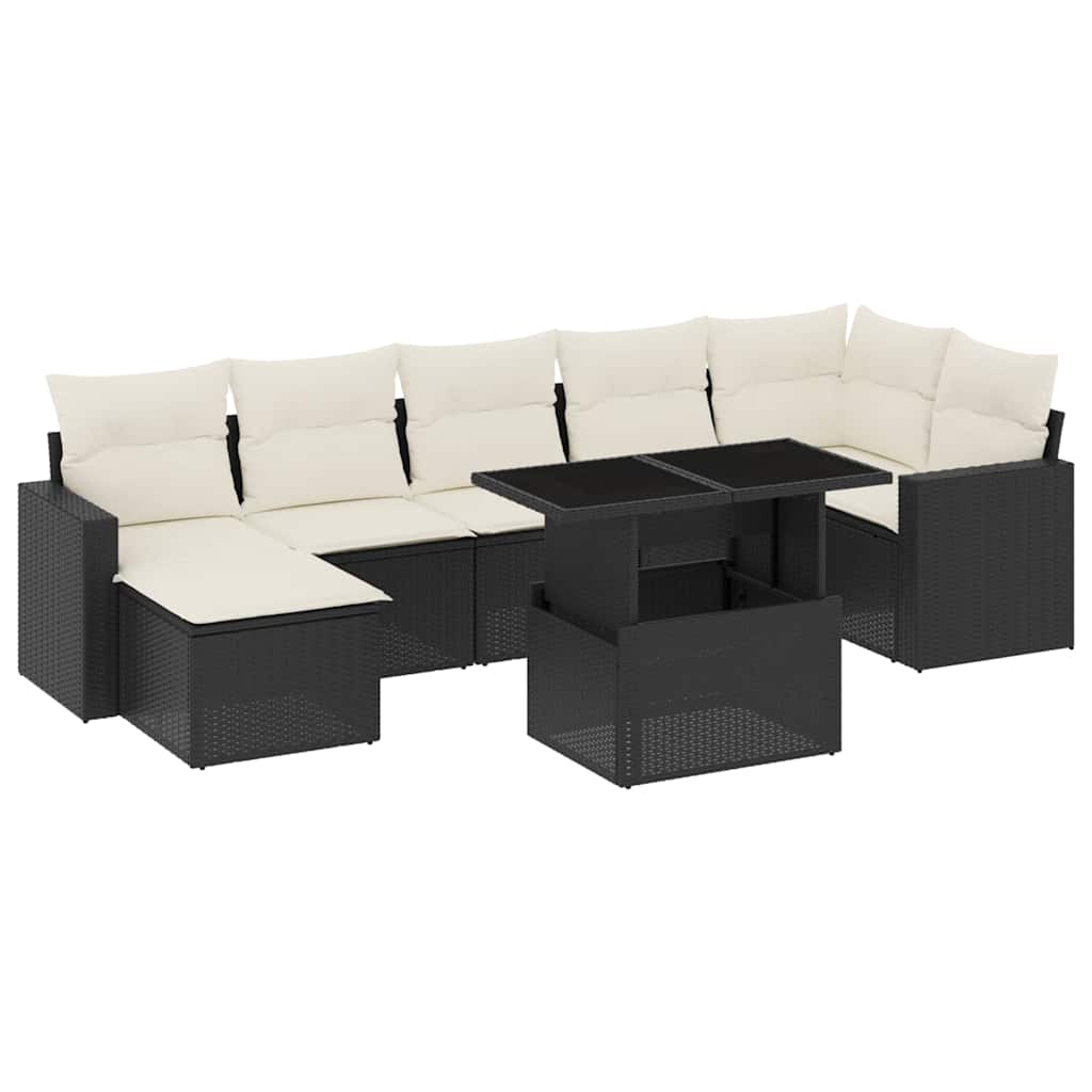 Set Divani da Giardino con Cuscini 8 pz Nero in Polyrattan | homemem39