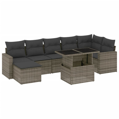 Set Divano da Giardino 8 pz con Cuscini Grigio in Polyrattan - homemem39