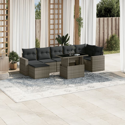 Set Divano da Giardino 8 pz con Cuscini Grigio in Polyrattan - homemem39