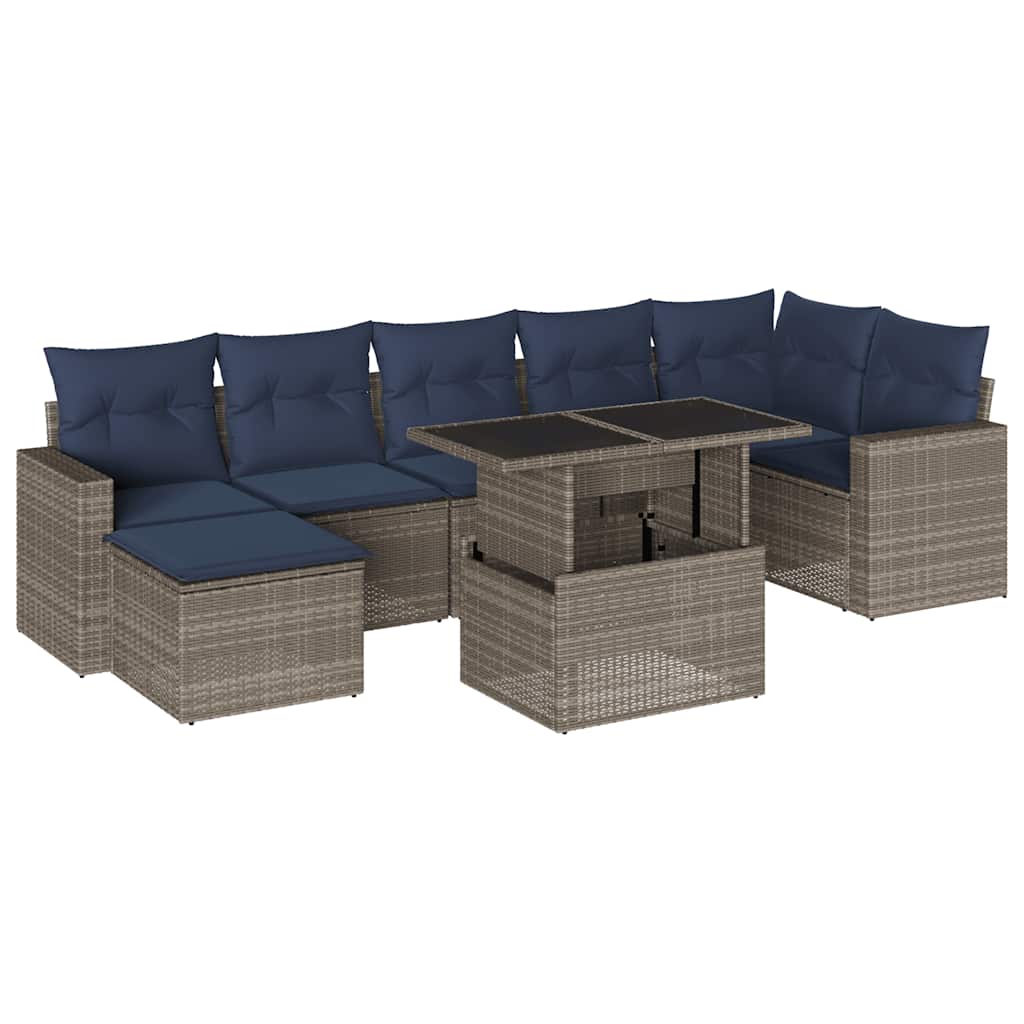 Set Divani da Giardino 8 pz con Cuscini Grigio in Polyrattan | homemem39