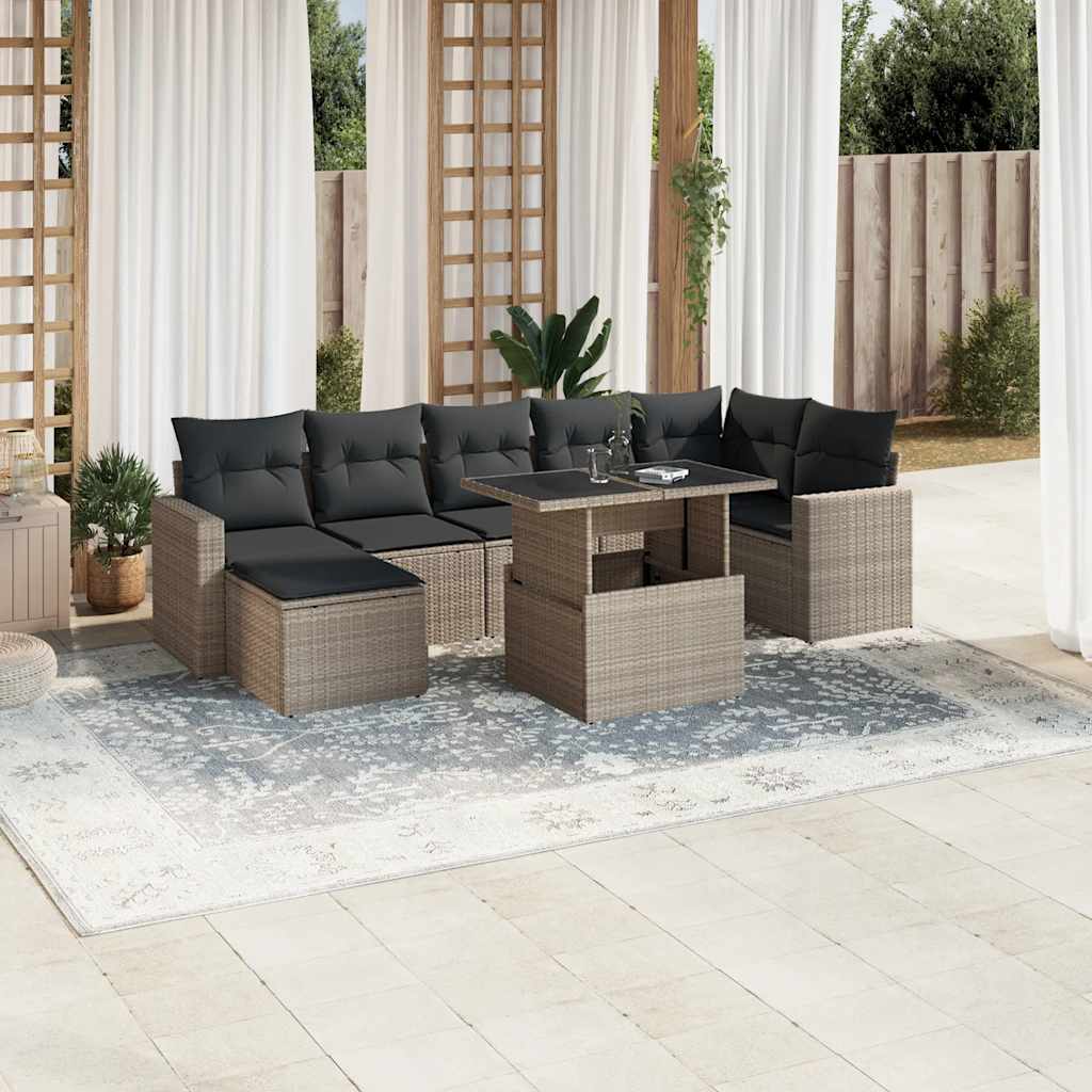 Set Divano da Giardino 8pz con Cuscini Grigio Chiaro Polyrattan - homemem39