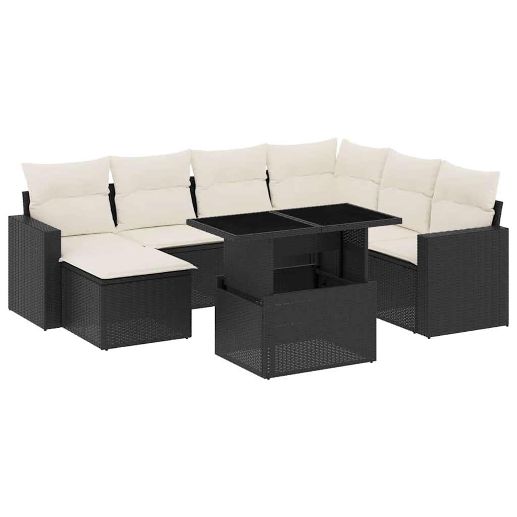 Set Divani da Giardino con Cuscini 8 pz Nero in Polyrattan | homemem39