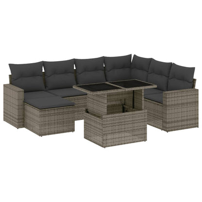 Set Divano da Giardino 8 pz con Cuscini Grigio in Polyrattan - homemem39