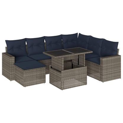 Set Divani da Giardino 8 pz con Cuscini Grigio in Polyrattan | homemem39