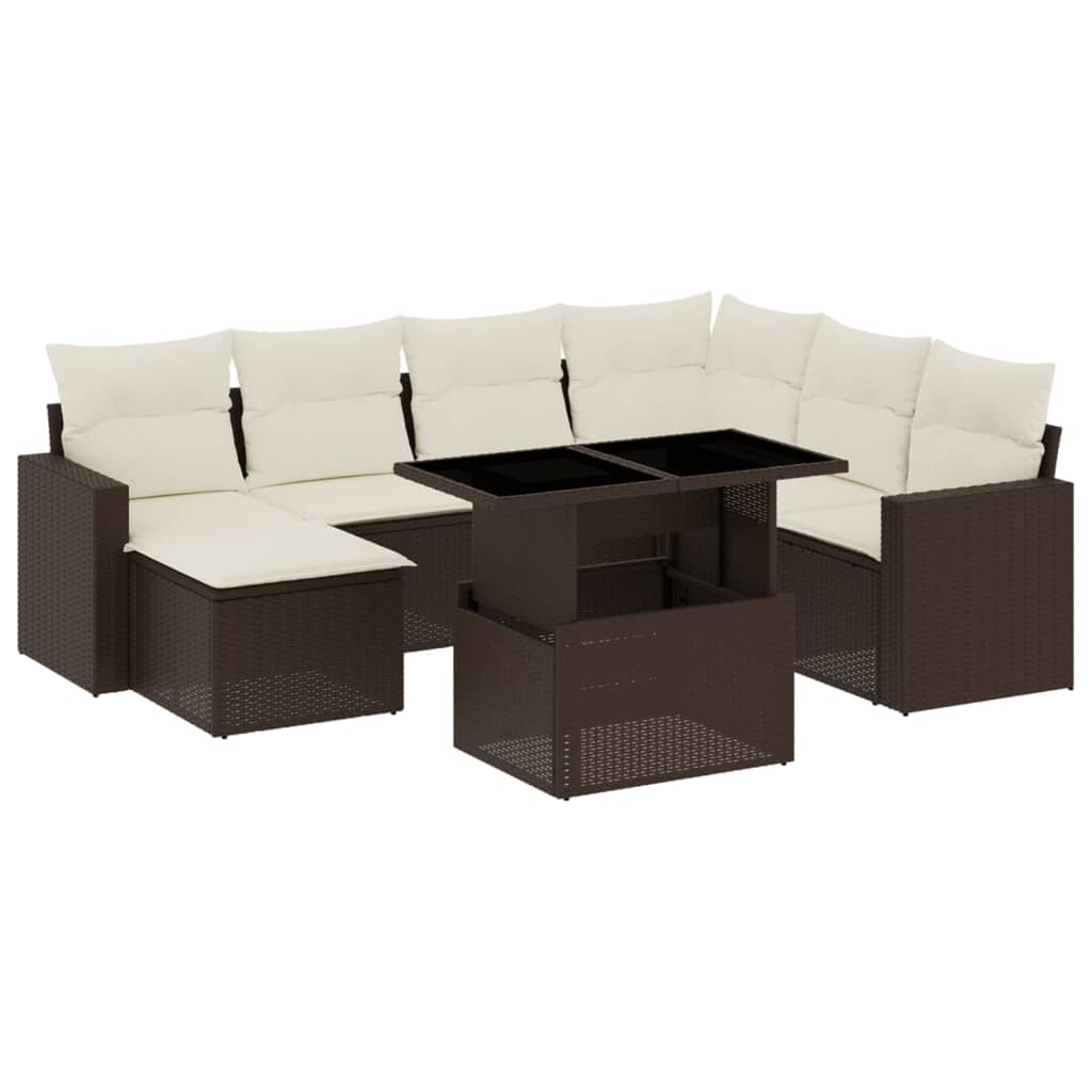 Set Divani da Giardino 8 pz con Cuscini Marrone in Polyrattan | homemem39