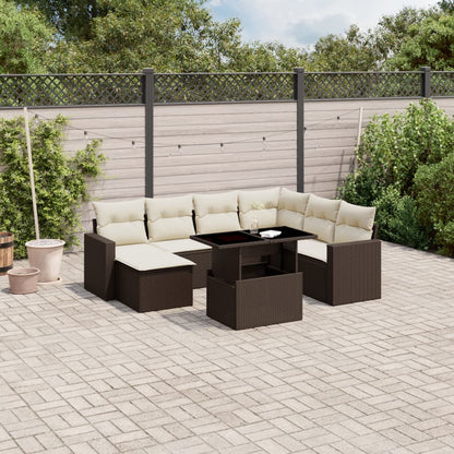 Set Divani da Giardino 8 pz con Cuscini Marrone in Polyrattan | homemem39