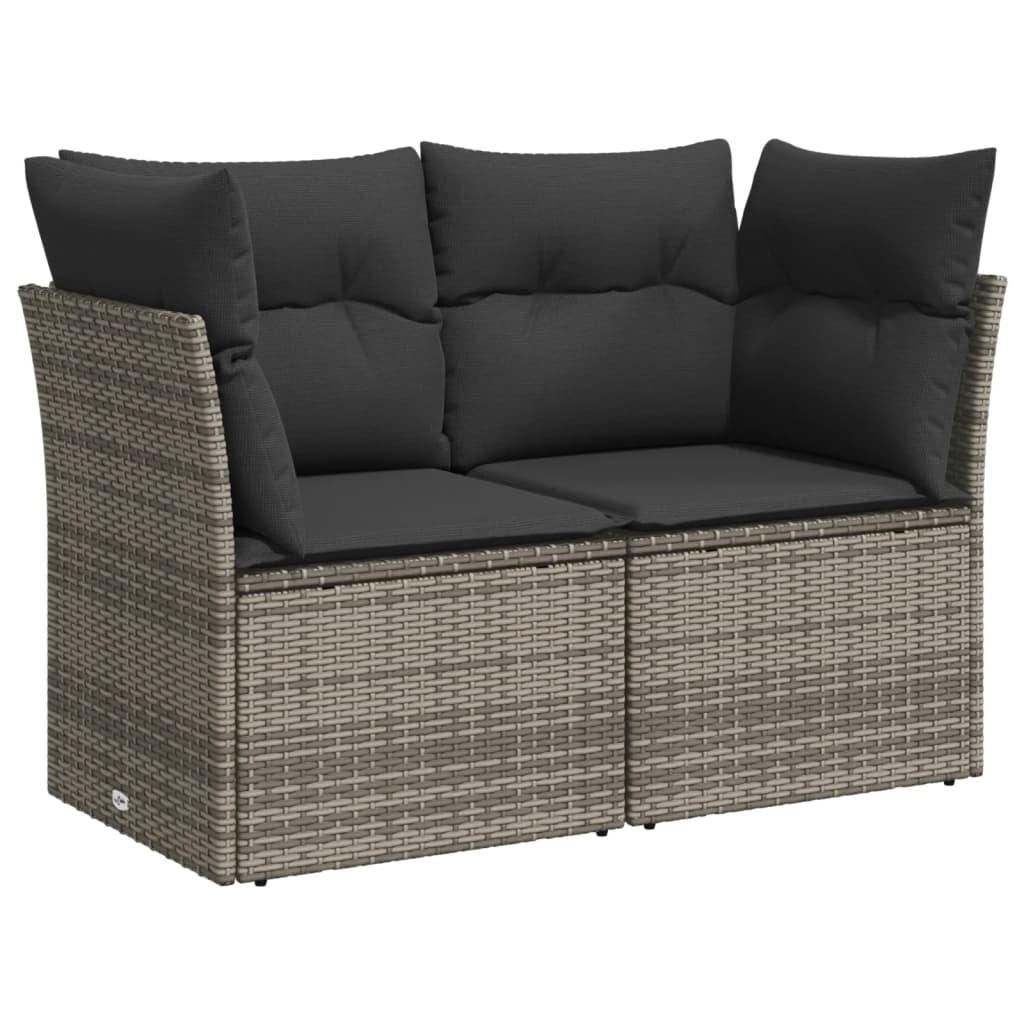 Set Divano da Giardino 10 pz con Cuscini Grigio in Polyrattan | homemem39