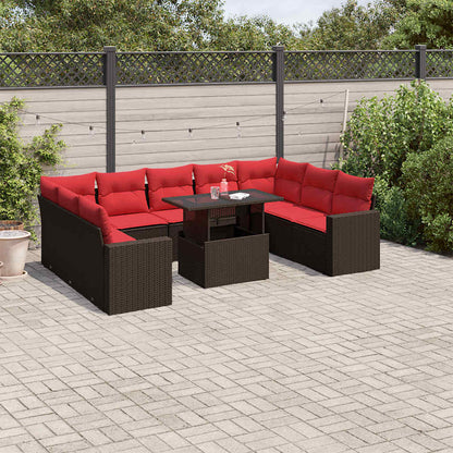 Set Divani da Giardino 10 pz con Cuscini in Polyrattan